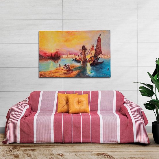 Bankovertrek, bankdeken, 200 x 300 cm, sprei, veelzijdige decoratieve deken voor sprei, bank, in bordeaux