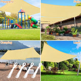 Zonnezeil, 3 x 4 m, rechthoekig, waterdicht, beige, zonnezeil, zonwering, uv-bescherming, windscherm, polyester, zonnezeil, weerbestendig, outdoor, zonnescherm voor terras, tuin, balkon