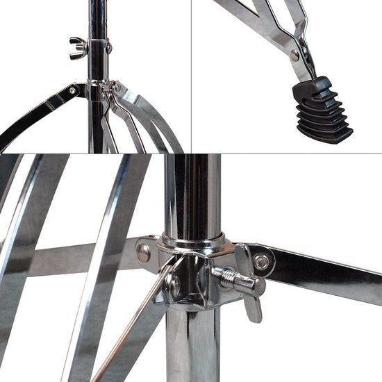 Drumkruk, in hoogte verstelbare, opvouwbare drumkruk met antislip gevoerde zitting, zwart