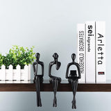 Hars denker stijl goud decor zittende denker standbeeld abstracte sculptuur, boekenplank decor accenten hars verzamelfiguren voor thuiskantoor woonkamer tafel desktop decor (zwart)