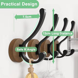 Set van 4 kapstokhaken, wandhaken, houten kapstokhaken, enkele hoeden, sleutels, handdoeken, badjassen, portemonnees, decoratieve woonkamer, badkamer, slaapkamer, kledingkast
