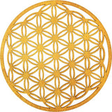 Onderzetters, berkenhout, set van 1 houten kurkonderzetter, glazen voor dranken, koffie-thee-onderzetters, Murale, placemats, onderzetters, herbruikbaar, 1 stuk, 20 x 20 cm (Flower of Life