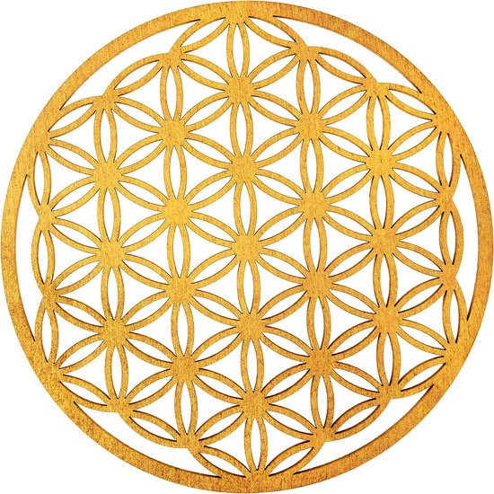 Onderzetters, berkenhout, set van 1 houten kurkonderzetter, glazen voor dranken, koffie-thee-onderzetters, Murale, placemats, onderzetters, herbruikbaar, 1 stuk, 20 x 20 cm (Flower of Life