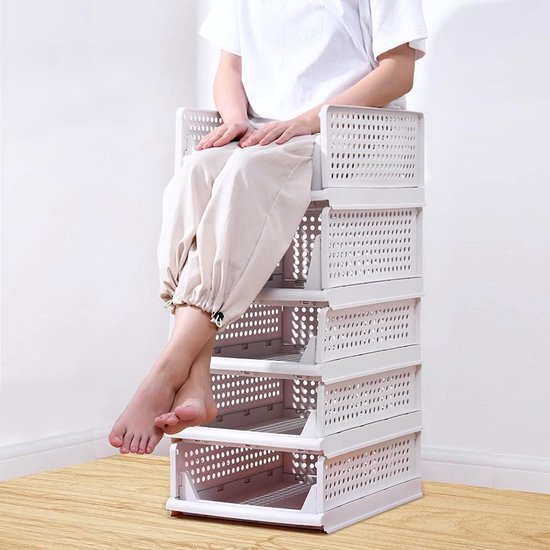 3 stuks stapelbare opbergdozen voor kledingkast, opvouwbare opbergbox lade, plastic opbergdozen, voor slaapkamer, keuken, badkamer