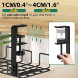 Cable carrier without drilling under the desk, improved cable tray with clamp for table, sturdy metal cable duct for the power strip, black, one pack