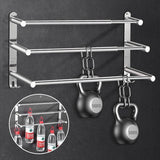 Towel Rail, No Drilling, 43-75 cm, Extendable Towel Rail, Self-Adhesive Bath Towel Holder, Wall 3-Tier Towel Rail with Hooks, Waterproof Rust Bath Towel, Towel Holder for Bathroom/Kitchen