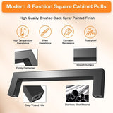 12 stuks meubelgrepen, zwart, 96 mm, kastgrepen, keukengrepen, roestvrijstalen vierkante handgrepen met schroeven en schroevendraaier voor keukens, lades, kasten, meubels