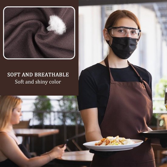 2 stuks kookschort, keukenschort, verstelbaar model, waterdicht, grillschort, heren en dames, keuken, restaurant, café, keukenschort, zwart