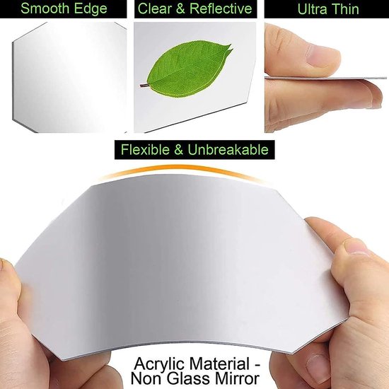 12 stuks spiegeltegels, zelfklevende spiegelmuurstickers, verwijderbare kunststof tegels decoratie, geschikt voor woonkamer, badkamer, slaapkamer, muur doe-het-zelf decor.