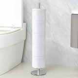 Staande toiletpapierhouder en vervangende rolhouder, opslag van toiletpapier, gemaakt van roestvrij staal, roestvrij, vrijstaand, mat voor badkamer, met scheidingsplaat voor waterbescherming