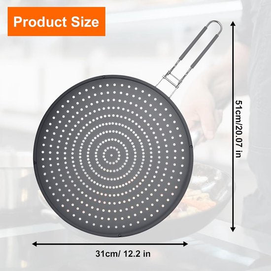 Siliconen spatbeschermingspannen, 32cm opvouwbare spatbescherming van siliconen, universele panspatbescherming, spatbeschermingsdeksel voor potten en pannen, spatbeschermingspan ter bescherming tegen vetspatten, grijs