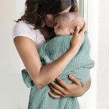 Mousseline Deken voor baby's, ademende babydeken, babydeken voor pasgeborenen, zachte kruipdeken voor kinderen, mousseline slaapdeken voor peuters, meisjes en jongens, 120 x 120 cm (salie)