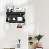 Sleutelrek met plank, wandsleutelhouder met 4 dubbele sleutelhaken, houten rek, sleutelorganisatie, postorganisatie, rustieke wooncultuur voor de entree