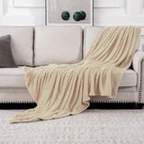 Cuddly Fleece Blanket Flannel Blanket Plain Blankets Couch Blanket Fluffy Throw Microfibre Bedspread Sofa Blanket for Bed Sofa Bedroom Office 85 x 95 Inch 220 x 240 cm Beige