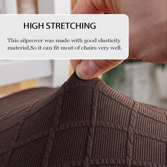 Shell Stoelhoezen Retro Stoelhoezen Stretch Spandex Print Lounge Hoek Stoelbeschermers voor Eetkamer Keuken Feest Banket Club Home Decor (Bruin-6 Stuks)