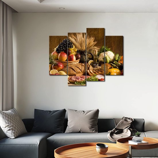 Moderne 4 panelen canvas vers fruit op tafel keuken muurkunst schilderij de afbeelding op canvas voedsel foto's kleurrijk
