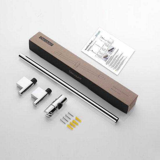 Douchestang voor handdouche, 70 cm, douchestang, roestvrij staal, met in hoogte en hoek verstelbare douchekophouder, chroom