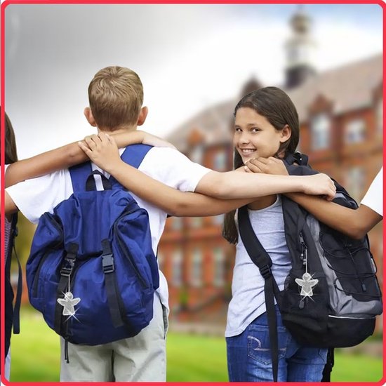 Reflective Guardian Angel Pendants, Pack of 10, Lucky Charm Key Chain, Party Bag - First Day of School Gifts for Young Children and Girls - Party Favours, transparent