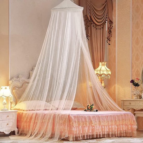 Tweepersoons XL Klamboe De Luxe - Rond Muskietennet - Reis Muggennet Anti Mosquitonet Geschikt Voor 2 Persoons Bed Extra Groot Met Ophangkoord Wit Tweepersoons XL Klamboe De Luxe - Rond Muskietennet - Reis Muggennet Anti Mosquitonet Geschikt Voor 2 Persoons Bed Extra Groot Met Ophangkoord Wit