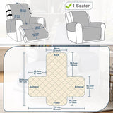 Fauteuilbeschermer voor kinderen, honden, 100% waterdichte relaxstoel, stoelbeschermer met zakken, 1-zits, antislip, stoelbeschermer voor televisiestoel met 2 verstelbare riemen, grijs