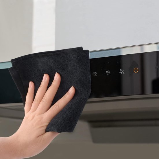 Microvezeldoeken, zwart, poetsdoekjes, voor de keuken, reinigingsdoekjes, afwasdoeken, microvezel, poetsdoek, milieuvriendelijk en pluisvrij, multifunctionele theedoeken, 30 x 30 cm, 10 stuks