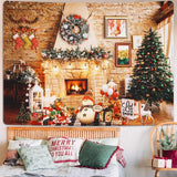 Wandtapijt Kerstmis wanddoek muur opknoping esthetische kerstboom open haard geschenken wandtapijt thuis kerstdecoratie wanddecoratie voor slaapkamer woonkamer slaapzaal 150 x 130 cm