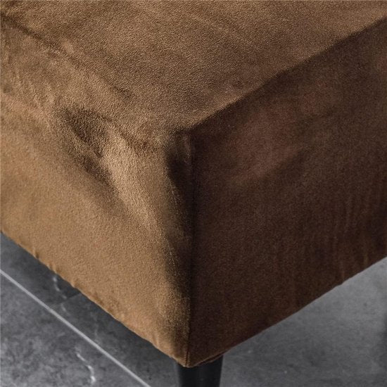 Ottomaanse hoes voor krukhoes - fluwelen kruk voor voetenbank, rechthoekig, stretch overtrek, poef, beschermer, wasbare stoelhoes - Bruin, 1 stuk