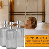 Set van 3 glazen zeepdispensers, handzeepdispenser, lotion vloeibare zeepdispenser voor keuken, badkamer, werkblad, onder de wasruimte, transparant