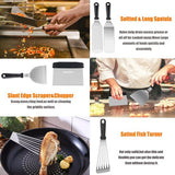 Grillspatel RVS grill accessoires set, 123 stuks, grillbestek, plancha spatel, vuurplaat, accessoires, kit, Besteksets met grill, draagtas voor tuin en camping, BBQ cadeauset voor mannen