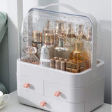 Make-up organizer, 180 graden draaibaar, met deksel, stofdicht, cosmetica-organizer, cosmetica-opbergdoos voor dressoir, badkamer, slaapkamer, cadeau