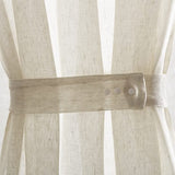 Vitrage linnenlook gordijn, lange moderne effen bistrogordijn, halftransparant deurgordijn, keukengordijnen, korte gordijnen BxH 132 x 183 cm, beige, 1 stuk