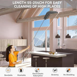 Telescoopstofdoek Wasbaar voor plafond met telescoopstang, Microvezelstofdoek Hoekbezem Max. Lange 55-254 cm stofbezem met telescoop voor hoge plafonds plafondventilator spinnenwebben (7 grijs)