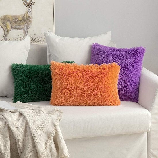 set van 2 zachte, kunstbont kussenslopen, set kussenslopen voor de sofa, slaapkamer of auto, 45 x 45 cm set van 2 zachte, kunstbont kussenslopen, geschikt voor de sofa, slaapkamer of auto, 45 x 45 cm