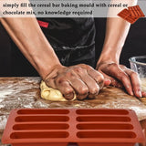 Pakket van 2 mueslirepen bakvorm siliconen mal met 8 holtes antiaanbakstaaf bakvorm, grote rechthoekige energierepen siliconen bakvorm voor mueslirepen muffin chocolade brownie cheesecake