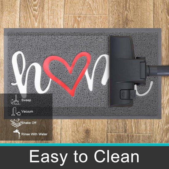 "Home" Deurmat, voor buiten en binnen, antislip, deurmat, wasbare deurmat voor huisdeur, entree, tuin, 40 x 60 cm, grijs