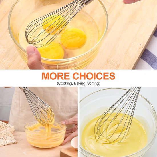Gardeset roestvrij staal, gardeset van 3, inclusief 21 cm, 26 cm, 29 cm voor mengen, deeg roeren, eieren, opschuimen, kloppen, hoogwaardige garde voor woonkamer, keuken, eetkamer, zilver
