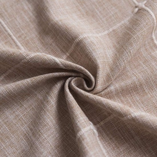 Katoenen linnen tafelkleed voor vierkante tafels solide mesh borduurwerk tafelbedekking voor keuken eettafel decoratie (135x135 cm, kaki)