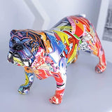 Gekleurde graffiti Bulldog-sculptuur Graffitikunst staand Britse Bulldog Franse Bulldog-standbeeld Decoratie Kleur Hond Mode Hars Technologie Decoratie Hond (C)