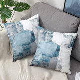 Decoratieve kussensloop, 40 x 40 cm, set van 2 fluwelen kussenslopen, blauw, bank, landhuisstijl, esthetisch sierkussen, vierkant, bankkussen, outdoor kussen, sierkussen