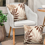 Bruine kussensloop, voor buiten, waterdicht, bankkussen, waterdicht, sierkussen, kussenslopen, bruin-grijze bladeren, decoratief kussen van vlas, voor tuin, bank, woonkamer, set van 2, 50 x 50 cm, kussensloop