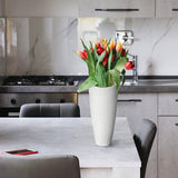 Vaasset, witte bloemenvaas set van 2, decoratieve vaas voor in de woonkamer met een dikke bodem, handgemaakte vaas van hars, geschikt voor kantoor en bruiloften met pampasgras, 28 cm en 23 cm hoog.