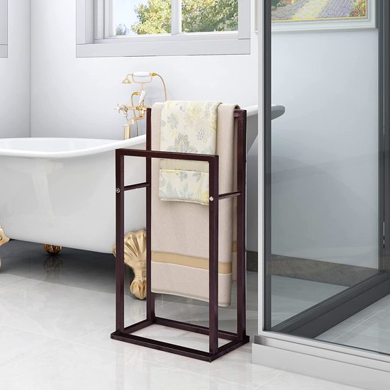 Metalen handdoekrek 2-laags industrieel handdoekrek roestbestendige afwerking badkamer opbergrek antiek bruin