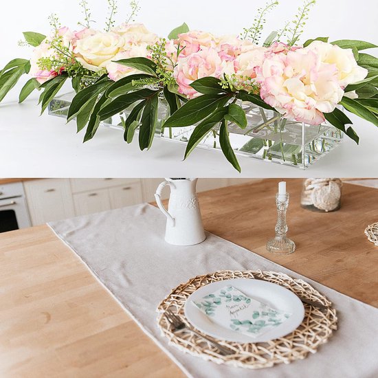 Duidelijke bloemenvaas tafel middenstuk 37cm lang lage hoogte acryl vaas rechthoek bloemstuk voor eettafel middenstukken bruiloft huisdecoratie