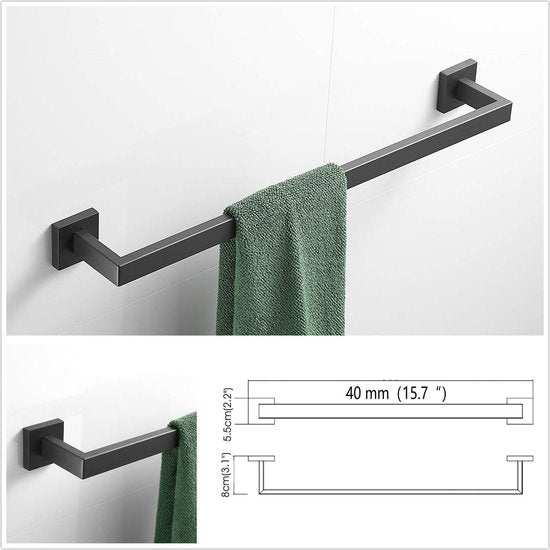 Matzwarte badkameraccessoires 4-delige badkameraccessoires handdoekenrek accessoireset SUS 304 roestvrij staal