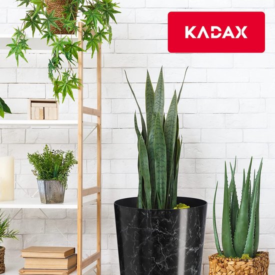 KADAX Bloempot, plantenpot van kunststof, 3 maten, plantenpot in 5 verschillende patronen, decoratieve pot voor planten, UV-bestendige bloempot (diameter 19,5 cm, zwart marmer)