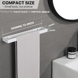 Towel Rail, No-Drill White Guest Towel Holder, Wall-Mounted Stainless Steel Bath Towel Holder for Bathroom and Kitchen, 30 cm