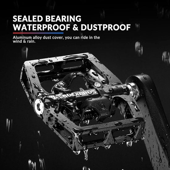 Fietspedalen, aluminium, antislip, 2-in-1 SPD-pedalen/platform, pedalen voor MTB, racefiets, stadsfiets, zwart