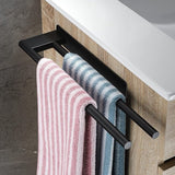 Handdoekenrek, zonder boren, zwart mat handdoekenrek, badkamer, roestvrij staal, badhanddoekrek, zelfklevend handdoekenrek, dubbel, 39 cm