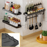 Doucheplank zonder boren, 2 stuks badkamerrek, badkamerrek, ruimte-aluminium, roestvrij, doucheplank, zelfklevend, douchemand voor badkamer, toilet, keuken, doucheplank met 5 haken, zwart, 40 cm