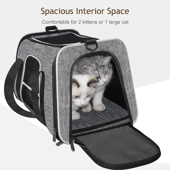 Soft Cat Carrier with Top Mesh Window and Pet Carrier Breathable for Medium Cats and Small Dogs Puppies up to 14 lb (Grey)